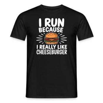 I run because i really like Cheeseburger Jogging - Men's T-Shirt - black - Front - AI Model Male 178 light (178cm)