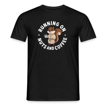 Running on Nuts and coffe funny Squirrel Coffee - Men's T-Shirt - black - Front - AI Model Male 178 light (178cm)