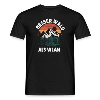 Mieux vaut la forêt que le Wi-Fi Nature Camping Randonnée Blague - T-shirt homme - noir - Devant - AI Model Male 178 light (178cm)