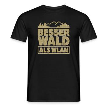 Besser Wald als WLan Natur Camping Wandern Witz - Männer T-Shirt - Schwarz - Vorne - AI Model Male 178 light (178cm)