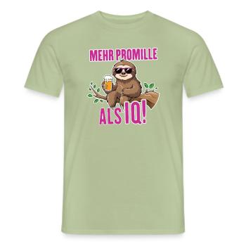 Plus pour mille que IQ Saufen Bier Alkohol Party Fau - T-shirt homme - vert sauge - Devant - AI Model Male 178 light (178cm)