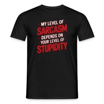 Mon niveau de sarcasme dépend de votre niveau de stupi - T-shirt homme - noir - Devant - AI Model Male 178 light (178cm)