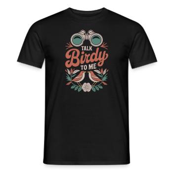 Talk Birdy to me Bird Watcher Jeu de mots Humour - T-shirt homme - noir - Devant - AI Model Male 178 light (178cm)
