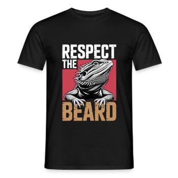 Respect the Beard! Bearded Dragon Reptile Terraristics - Men's T-Shirt - black - Front - AI Model Male 178 light (178cm)