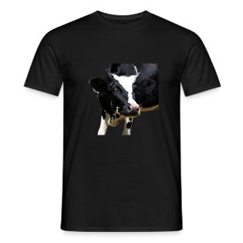 funny cow cow head gift farmers farmers - Men's T-Shirt - black - Front - AI Model Male 178 light (178cm)