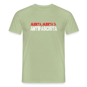 Alerta Alerta Antifascista Antifaschismus - Männer T-Shirt - Sage - Vorne - AI Model Male 178 light (178cm)