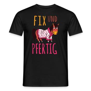 Fix und Pfertig Erschöpftes Pferd mit Morgenmantel - Männer T-Shirt - Schwarz - Vorne - AI Model Male 178 light (178cm)