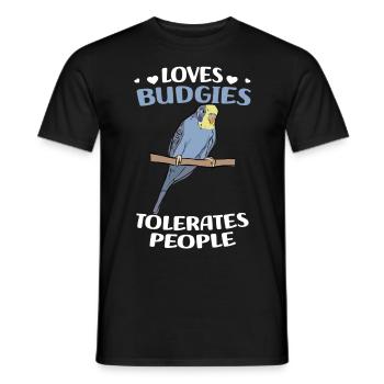 Budgerigar Gifts | Pet Bird Lovers - Men's T-Shirt - black - Front - AI Model Male 178 light (178cm)