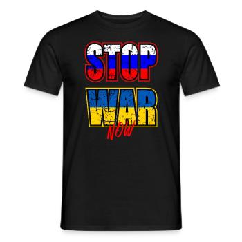 Stop War Now - Männer T-Shirt - Schwarz - Vorne - AI Model Male 178 light (178cm)