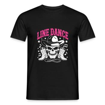 Line Dance Skull with Stetson and Boots and Lasso - Men's T-Shirt - black - Front - AI Model Male 178 light (178cm)