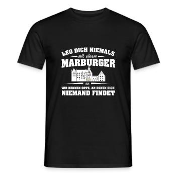 Marburger Tshirt-Anlegen - Männer T-Shirt - Schwarz - Vorne - AI Model Male 178 light (178cm)