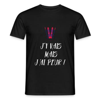 J'y vais mais j'ai peur ! Les Bronzés font du ski - T-shirt homme - noir - Devant - AI Model Male 178 light (178cm)