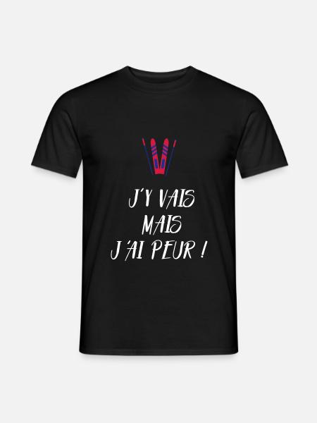 J'y vais mais j'ai peur ! Les Bronzés font du ski - T-shirt homme - noir