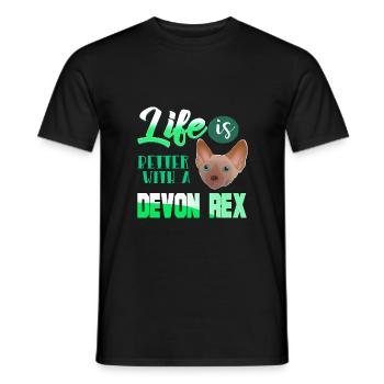 Chat Devon Rex chaton Miau Minou cadeau - T-shirt homme - noir - Devant - AI Model Male 178 light (178cm)