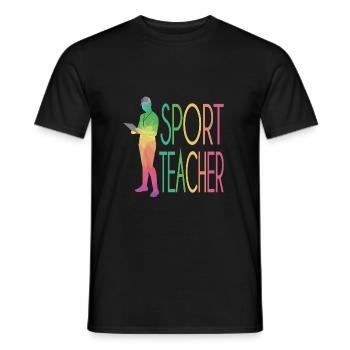 PE teacher - Men's T-Shirt - black - Front - AI Model Male 178 light (178cm)