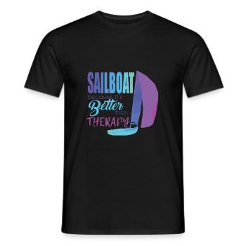 Sailboat - Men's T-Shirt - black - Front - AI Model Male 178 light (178cm)