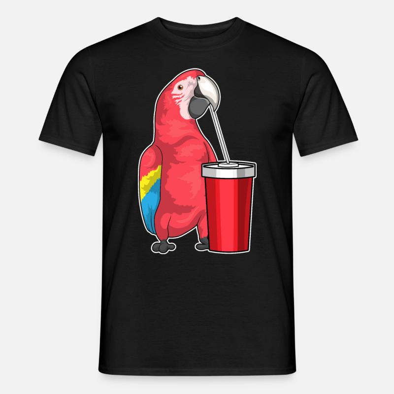 Papagei Trinkbecher - Männer T-Shirt - Schwarz