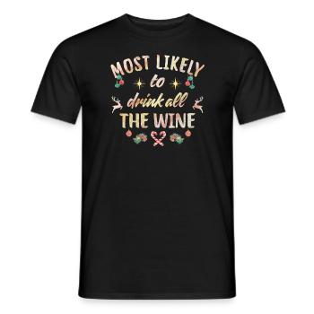 le plus susceptible de boire tout le vin - T-shirt homme - noir - Devant - AI Model Male 178 light (178cm)