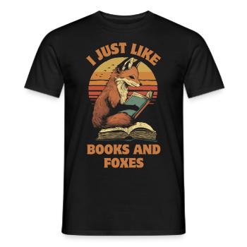 Fox with books - Men's T-Shirt - black - Front - AI Model Male 178 light (178cm)