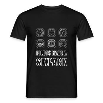 SIXPACK pilot Aviator Flugzeug aviation aircraft - Männer T-Shirt - Schwarz - Vorne - AI Model Male 178 light (178cm)