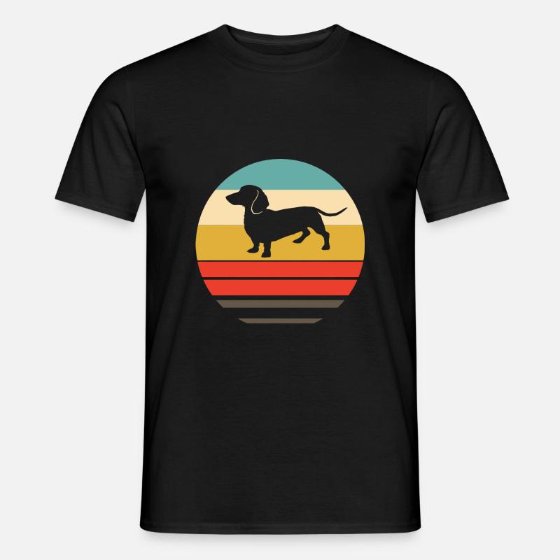 Retro Dackel Geschenk - Männer T-Shirt - Schwarz