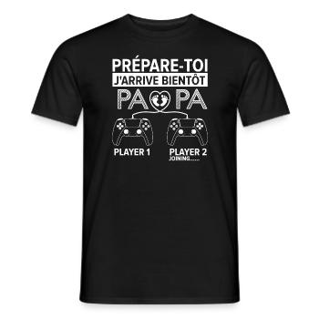 prépare toi j'arrive bientôt papa Cadeau drôle - T-shirt homme - noir - Devant - AI Model Male 178 light (178cm)