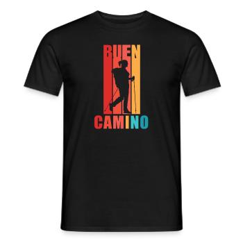 Buen Camino Woman Of Way of St. James Pilgrim Spain - Men's T-Shirt - black - Front - AI Model Male 178 light (178cm)