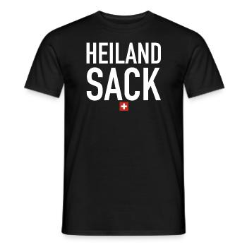 Heiland Sack | Schweiz, Sprichwort, Fondue - Männer T-Shirt - Schwarz - Vorne - AI Model Male 178 light (178cm)