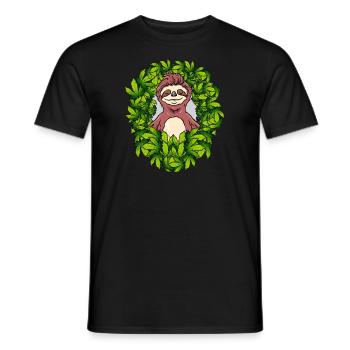 Stoned Sloth | Weed Cannabis THC CBD Ganja - Men's T-Shirt - black - Front - AI Model Male 178 light (178cm)