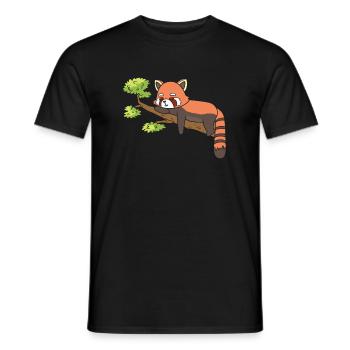 Un panda rouge dort sur une branche. - T-shirt homme - noir - Devant - AI Model Male 178 light (178cm)