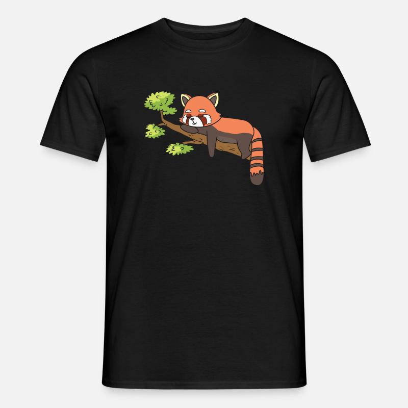 Ein roter Panda schläft auf einem Ast. - Männer T-Shirt - Schwarz