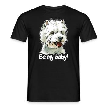 Westie "Be my baby" texte blanc - T-shirt homme - noir - Devant - AI Model Male 178 light (178cm)