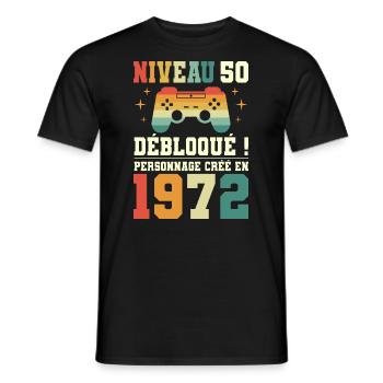 Anniversaire 50 Ans Geek Niveau 50 Humour - T-shirt homme - noir - Devant - AI Model Male 178 light (178cm)