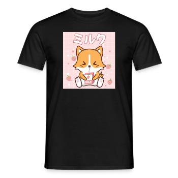 Cadeau japonais au lait de fraise kawaii - T-shirt homme - noir - Devant - AI Model Male 178 light (178cm)