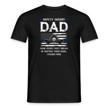 policeman policeman sheriff father gift - Men's T-Shirt - black - Front - AI Model Male 178 light (178cm)