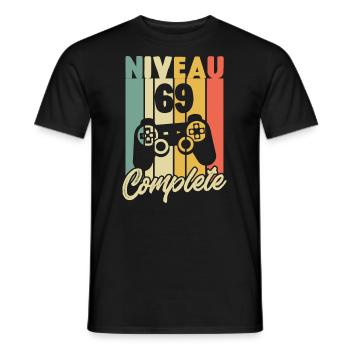 Niveau 69 complete, Cadeau Anniversaire 69 ans - T-shirt homme - noir - Devant - AI Model Male 178 light (178cm)