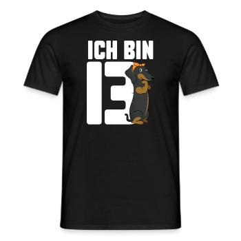 13.Geburtstag Dackel Hund Geschenk - Männer T-Shirt - Schwarz - Vorne - AI Model Male 178 light (178cm)