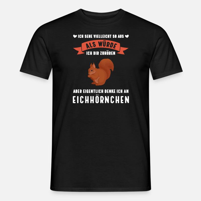 Eichhörnchen Tier Haselnüsse Geschenk - Männer T-Shirt - Schwarz