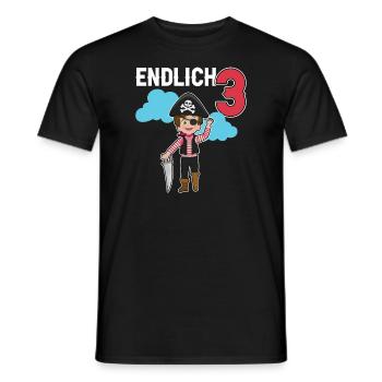 3.Geburtstag Pirat Piraten Geschenk - Männer T-Shirt - Schwarz - Vorne - AI Model Male 178 light (178cm)