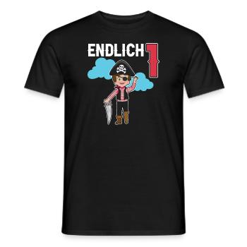 1.Geburtstag Pirat Piraten Geschenk - Männer T-Shirt - Schwarz - Vorne - AI Model Male 178 light (178cm)