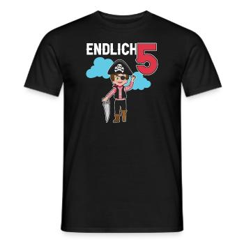 5.Geburtstag Pirat Piraten Geschenk - Männer T-Shirt - Schwarz - Vorne - AI Model Male 178 light (178cm)