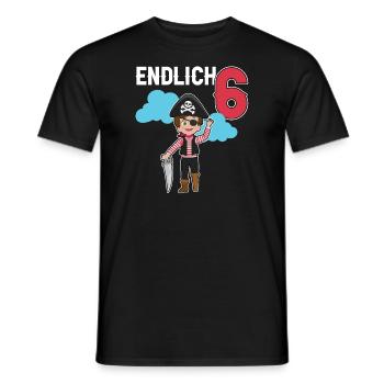 6.Geburtstag Pirat Piraten Geschenk - Männer T-Shirt - Schwarz - Vorne - AI Model Male 178 light (178cm)