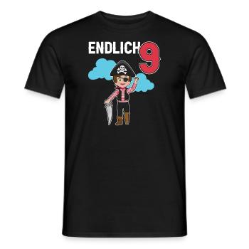 9.Geburtstag Pirat Piraten Geschenk - Männer T-Shirt - Schwarz - Vorne - AI Model Male 178 light (178cm)