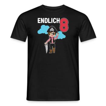 8.Geburtstag Pirat Piraten Geschenk - Männer T-Shirt - Schwarz - Vorne - AI Model Male 178 light (178cm)