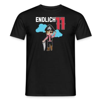 11.Geburtstag Pirat Piraten Geschenk - Männer T-Shirt - Schwarz - Vorne - AI Model Male 178 light (178cm)