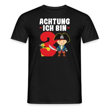 3.Geburtstag Pirat Piraten Party Geschenk - Männer T-Shirt - Schwarz - Vorne - AI Model Male 178 light (178cm)
