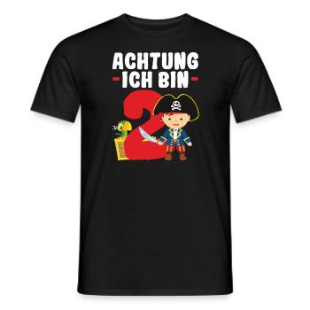 2.Geburtstag Pirat Piraten Party Geschenk - Männer T-Shirt - Schwarz - Vorne - AI Model Male 178 light (178cm)