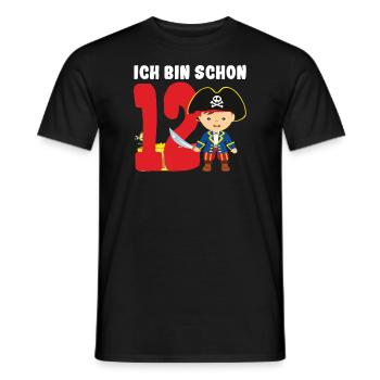 12.Geburtstag Pirat Piraten Geschenk - Männer T-Shirt - Schwarz - Vorne - AI Model Male 178 light (178cm)