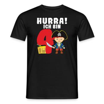 4.Geburtstag Pirat Piraten Geschenk - Männer T-Shirt - Schwarz - Vorne - AI Model Male 178 light (178cm)