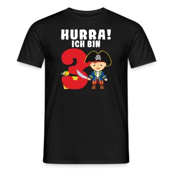 3.Geburtstag Pirat Piraten Geschenk - Männer T-Shirt - Schwarz - Vorne - AI Model Male 178 light (178cm)